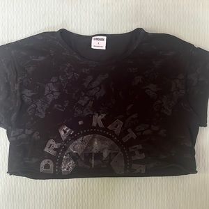 Gymshark x KK Fit Raw Crop Top - black camo print